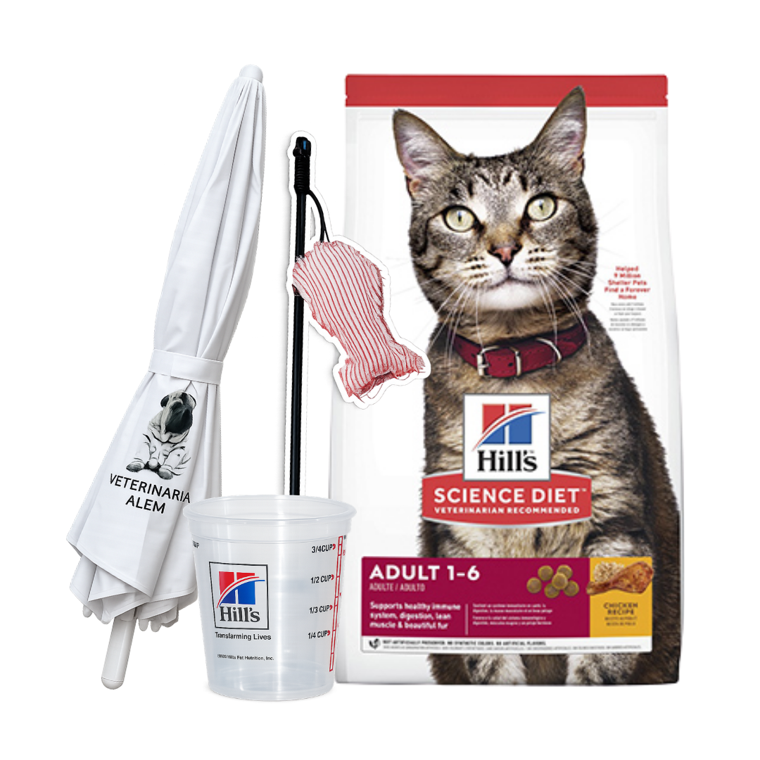 Hills SD Adult Cat Food 7,3 kg + Varita para Gatos + Sombrilla + Vaso Medidor