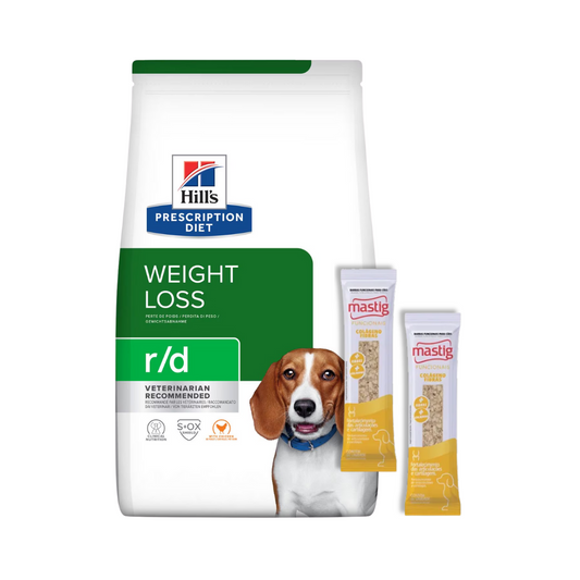 Hills Perro Perdida de Peso r/d 12,5 kg + 2 Mastig Barra Funcional