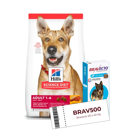 Hills SD Perro Adulto 3 kg + Cupón Bravecto 20 a 40 kg de REGALO