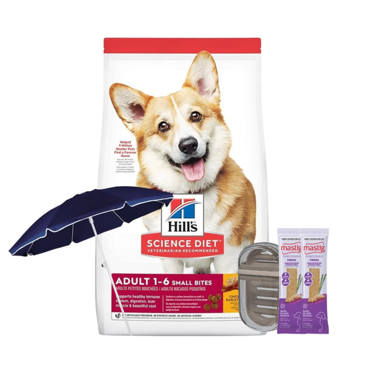 Hill's Perros Adultos Croquetas Pequeñas 6.8 kg + 2 Mastig + Jabonera + Sombrilla