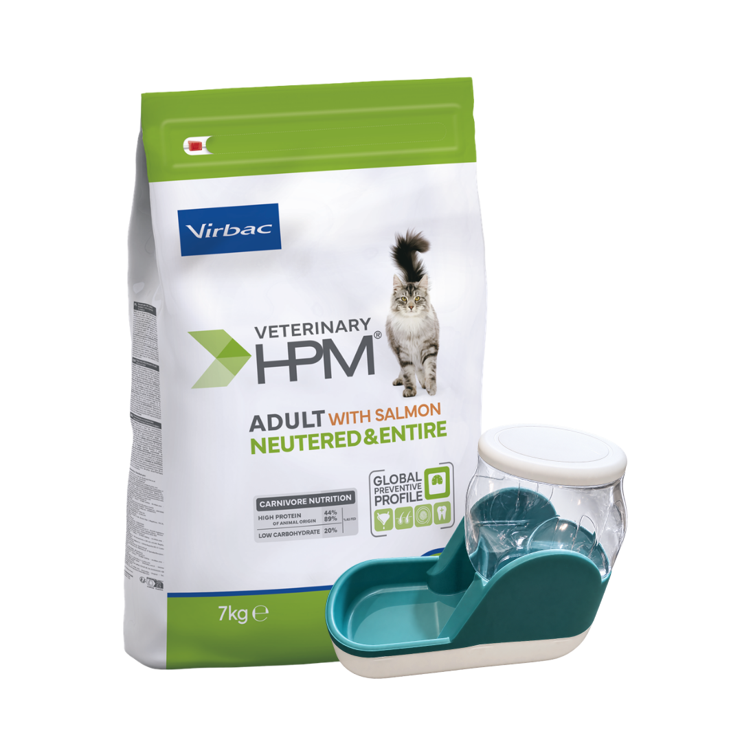 HPM Veterinary Gato Adulto Sabor Salmón 7 kg + Comedero de REGALO