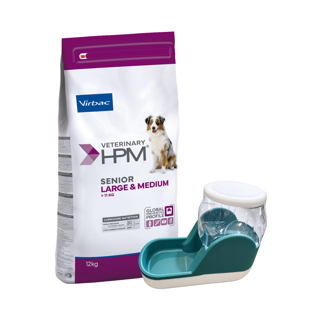 HPM Veterinary Perro Senior Mediano Grande 12 kg + Comedero de REGALO