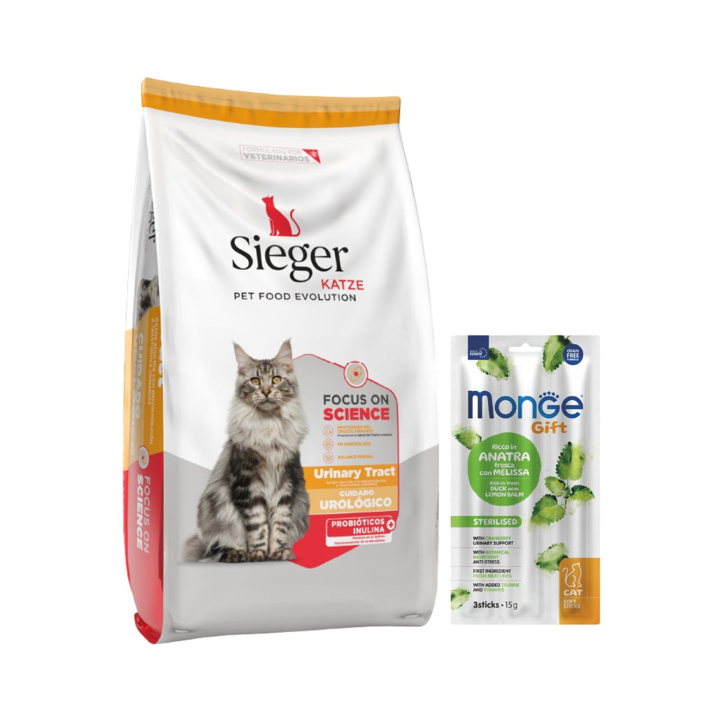 Sieger Gato Urinary 3 Kg + Snack Monge