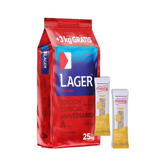 Lager Perro Adulto 25 kg + 3 kg + 2 Barra Funcional Mastig