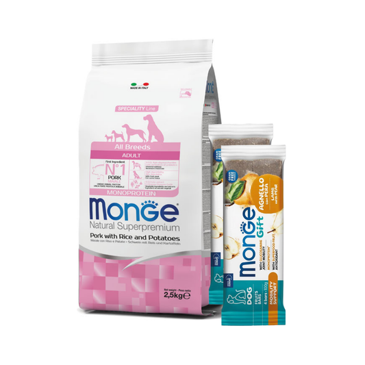 Monge Perro Adulto Cerdo 12 kg + 2 Monge Gift de REGALO