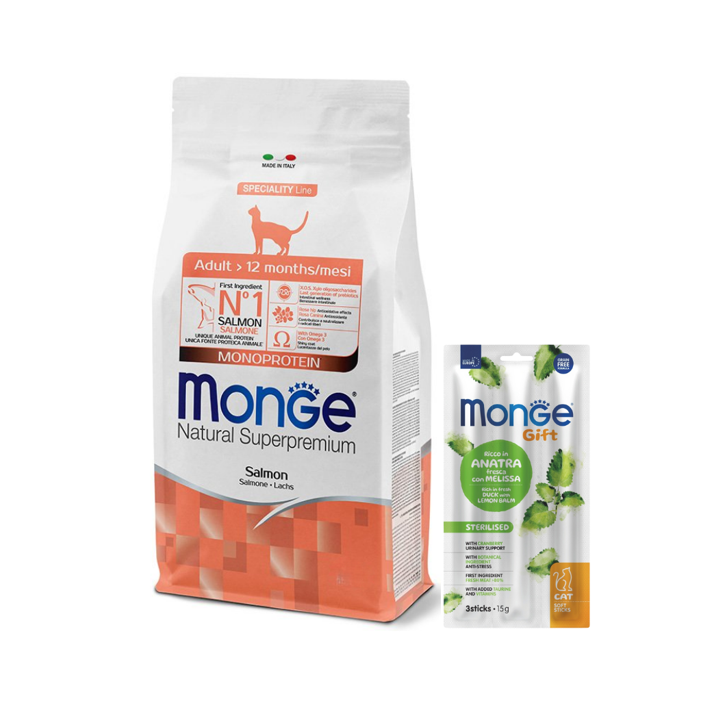 Monge Gato Adulto Salmon 10 Kg + Snack Monge de Gato!