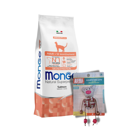 Monge Gato Adulto Monoprotein Sabor Salmon 10 kg + Juguete de Regalo