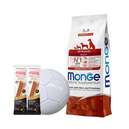Monge Dog All Breeds Adult Lamb 12 Kg + 2 Barras Mastig + Pelota