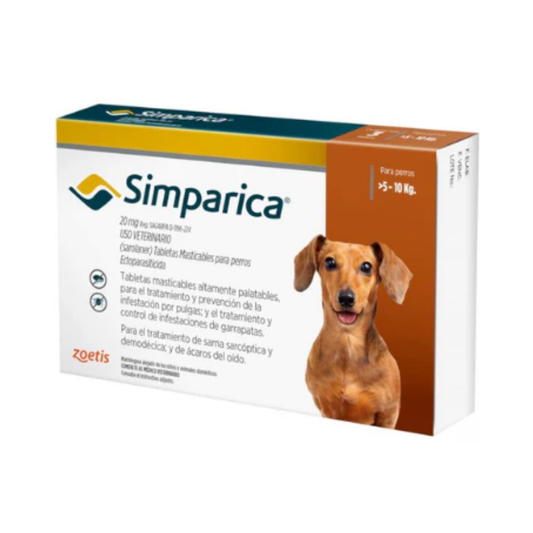 Protección antiparasitaria Simparica para perros de 5 a 10 kg
