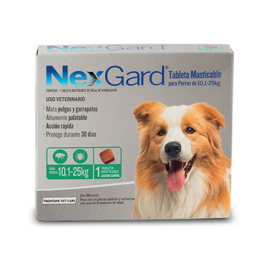 Tabletas antiparasitarias Nexgard para perros de 10 a 25 kg