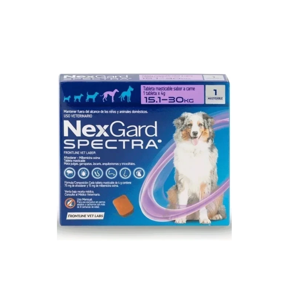 Tabletas antiparasitarias Nexgard Spectra para perros de 15,1 a 30 kg