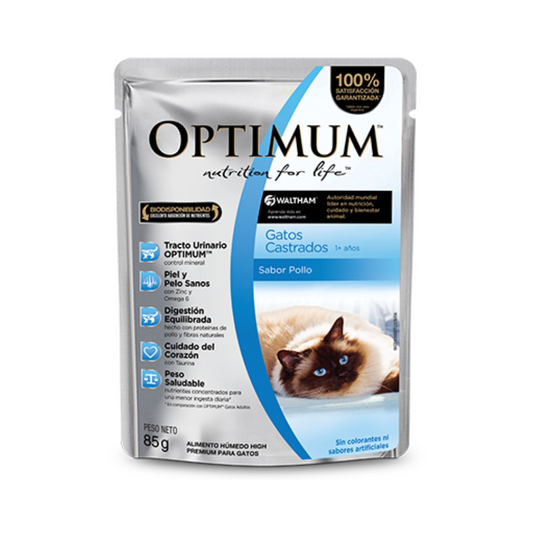 Optimum Sobre Gato Castrado Pollo 12 Unidades de 85 g