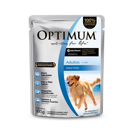 Optimum Sobre Perro Adulto Raza Mediana/Grande Pollo 12 Unidades de 100 g