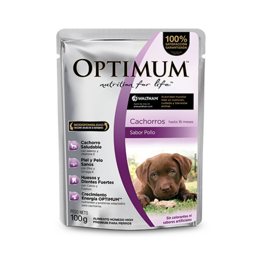 Optimum Sobre Perro Cachorro Pollo 12 Unidades de 100 g