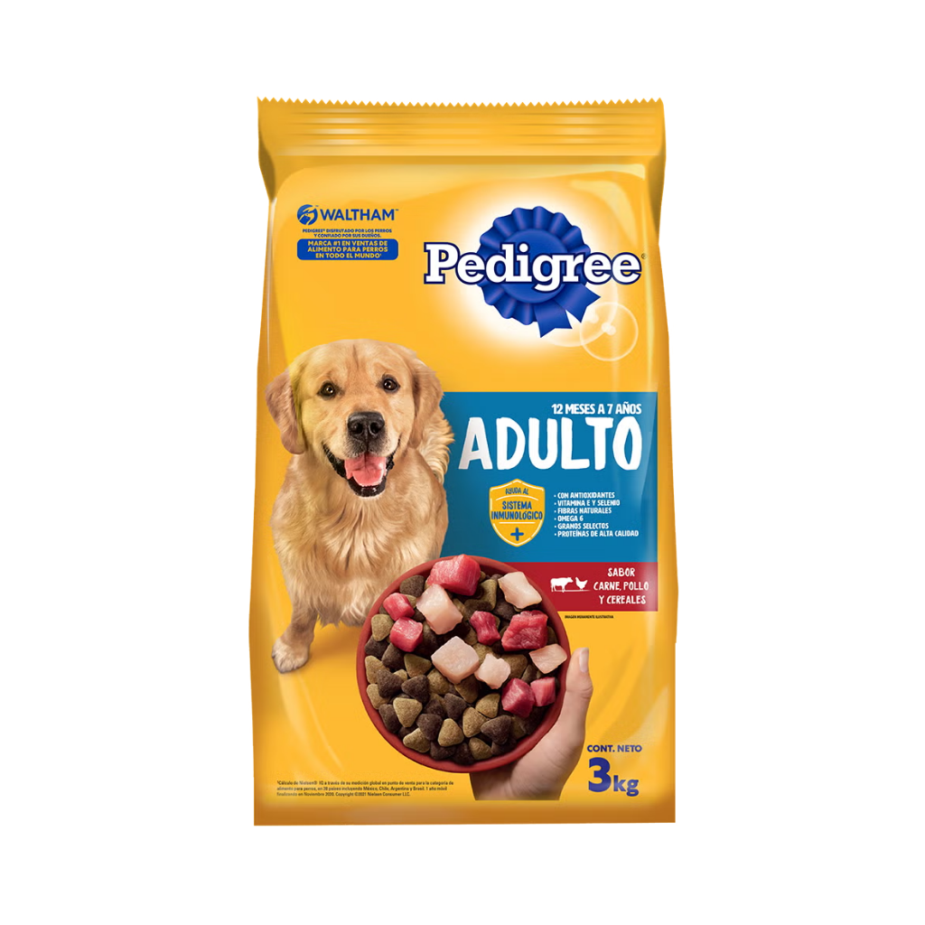 Bolsa de alimento Pedigree para perro adulto, sabor carne, pollo y cereales, 15 kg