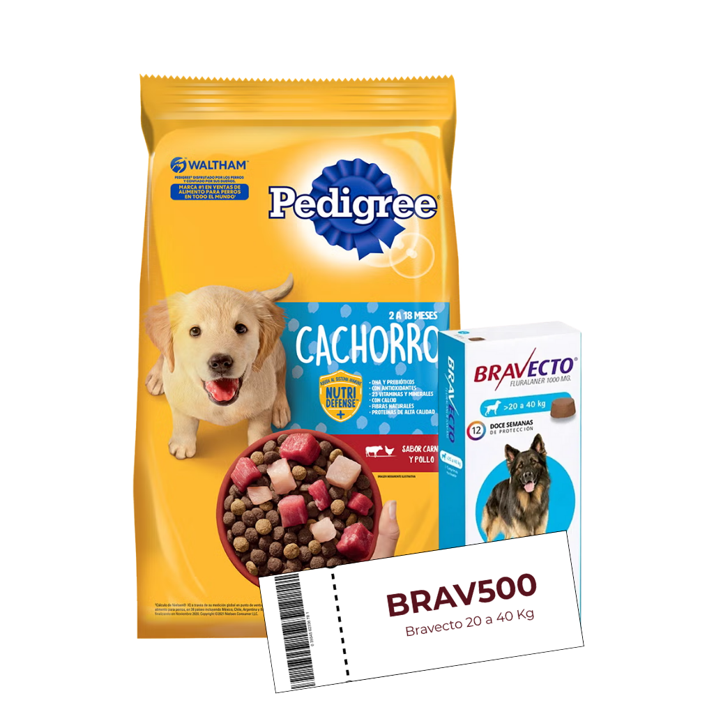 Pedigree Perro Cachorro 21 kg + Cupón Bravecto 20 a 40 kg de REGALO