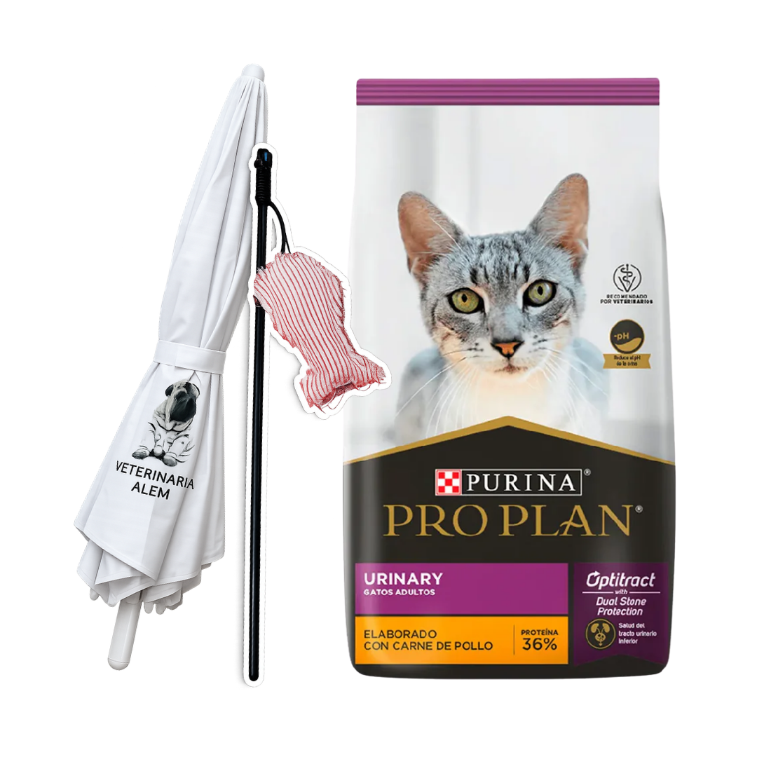 Pro plan Urinary 7.5kg + Varita Para Gatos + Sombrilla