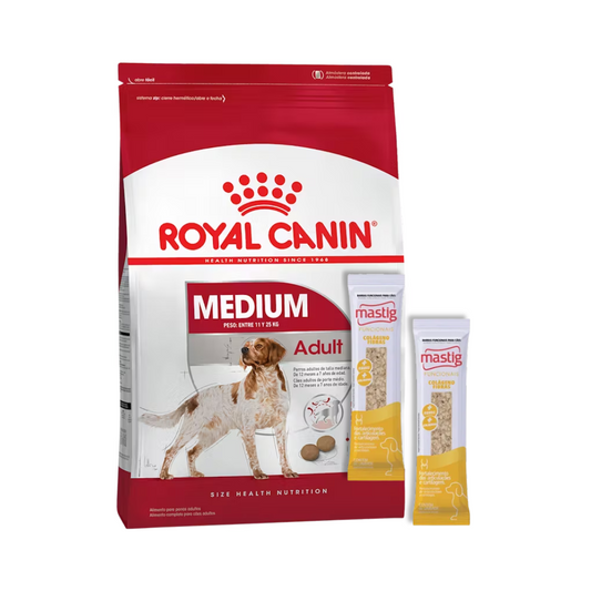 Royal Canin Perro Adulto Raza Mediana 15 kg + 2 Mastig Barra Funcional