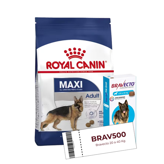Royal Canin Perro Maxi Adulto 15 kg + Cupón Bravecto 20 a 40 kg de REGALO