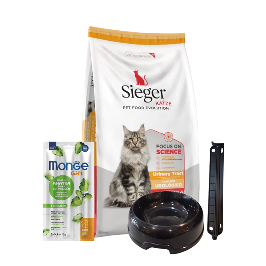 Sieger Katze Urinary Tract 3 Kg + 3 Snack Monge + Plato + Clip De Regalo!