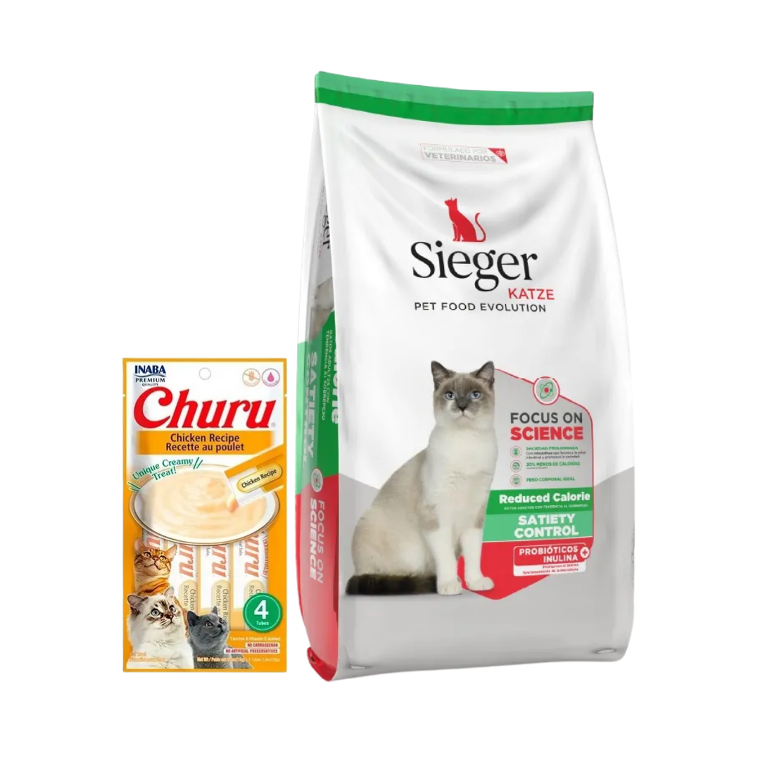 Sieger Katze Reduced Calories 3 kg + Churu de REGALO