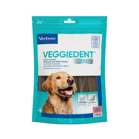 Envase de golosina Veggident Fresh para perros