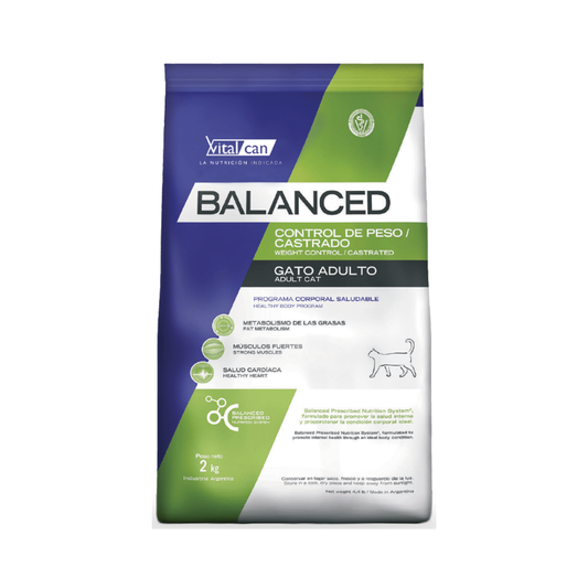 Bolsa de alimento Balanced para gato castrado control de peso