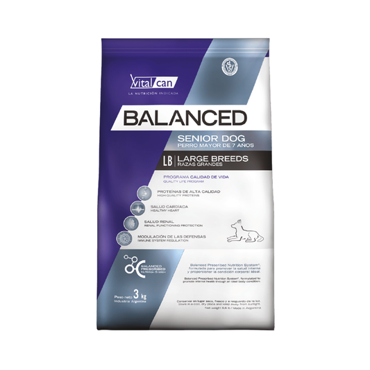 Bolsa de alimento Balanced para perro senior raza grande 3 kg